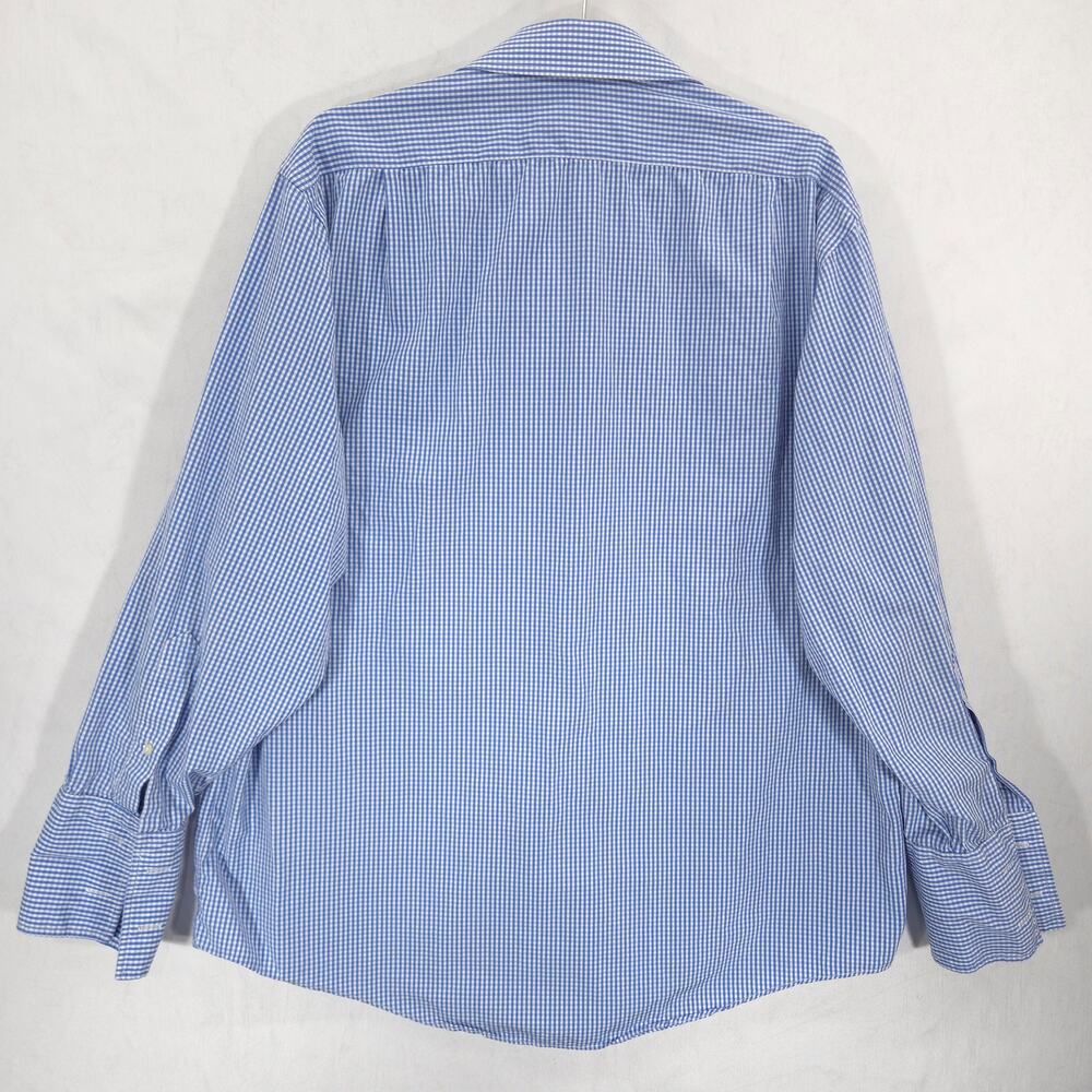 Vintage Brooks Brothers Makers Dress Shirt Mens 17.5-34 Blue Check French Cuff - Picture 5 of 13